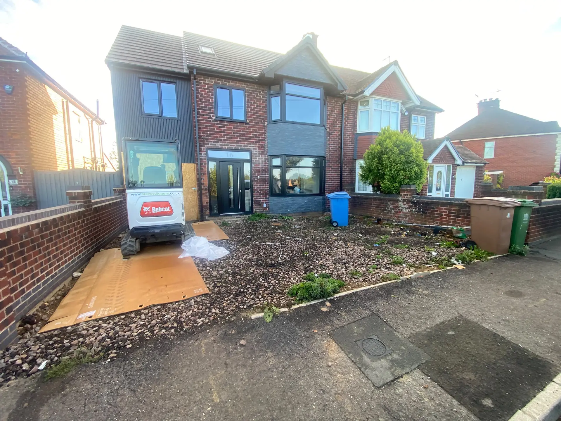 Mansfield front garden before the work, cleared and ready for the mini digger