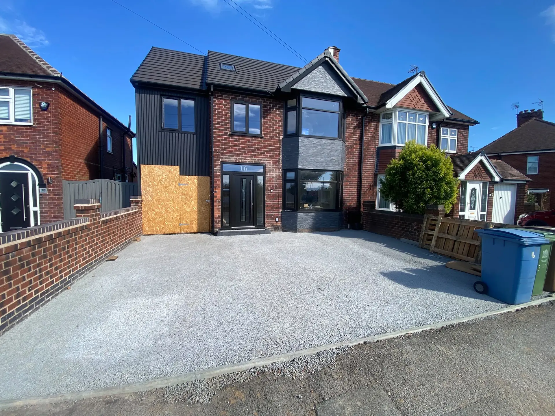 Compacted stone sub-base laid across a Mansfield driveway before the resin goes down