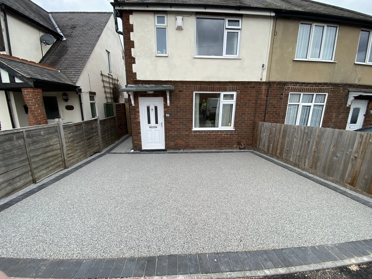 Aggregate driveway in front of a semi-detached house
